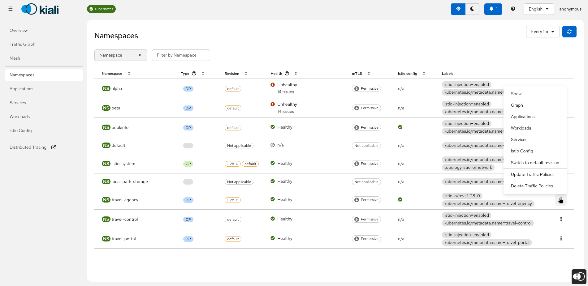 Namespace Actions